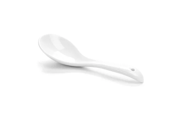 White Ceramic Spoon Isolated White Background — Stock Photo, Image