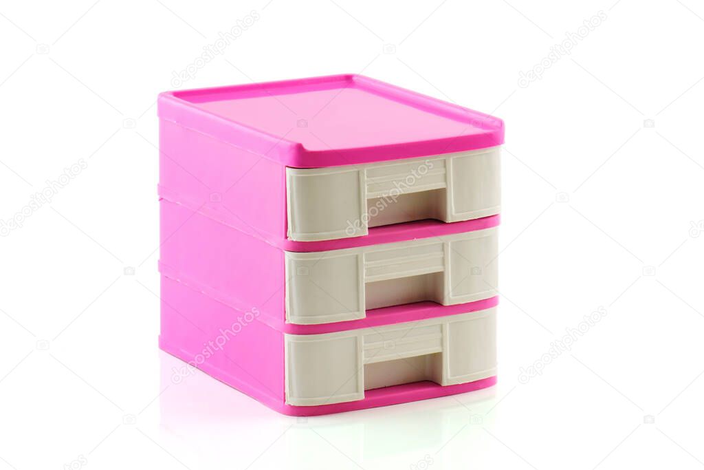 plastic drawers cabinet isolated on white background