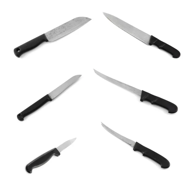 Set Cuchillo Aislado Fondo Blanco — Foto de Stock