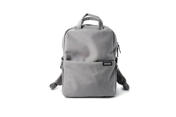 Gray School Bag Isolated White Gackground — Stock Photo, Image