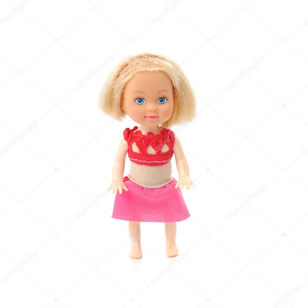 old doll isolated on white background