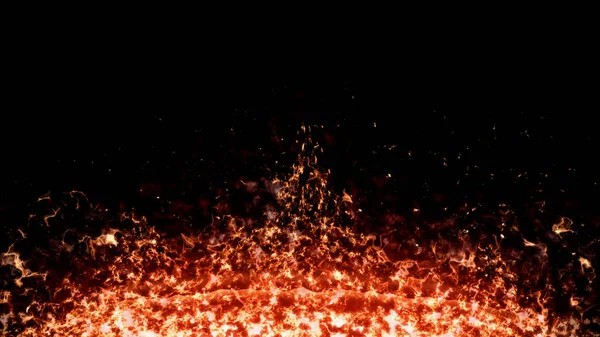 Flammenoberfläche Flammenloder Auf Schwarzem Hintergrund Für Das Banner — Stockfoto