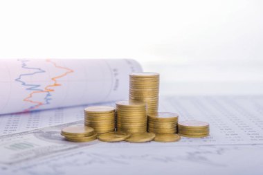 Ağaç hem para ve finansal raporların ilerlemesi, hem de finansal hesaplar, iş, yatırımcının masasında yatırım büyüyor. Ön yatırım konsepti