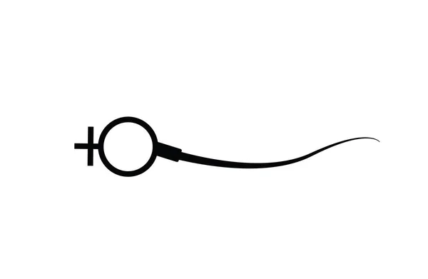 Abstraktes Spermiensymbol, Spermiensymbol und Spermienvektor, der auf die Eizelle zuläuft. auf weißem Hintergrund, Wettbewerbskonzept — Stockfoto
