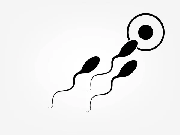 Soyut sperm simgesi, sperm simgesi ve yumurta doğru çalışan sperm vektör. Beyaz bir arka planda, rekabet konsepti — Stok fotoğraf