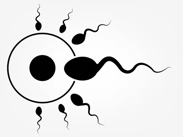 Icône abstraite de sperme, icône de sperme et vecteur de sperme qui court vers l'ovule. Sur fond blanc, concept de concurrence — Photo