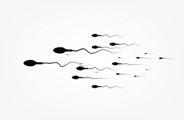 Soyut sperm simgesi, sperm simgesi ve yumurta doğru çalışan sperm vektör. Beyaz bir arka planda, rekabet konsepti