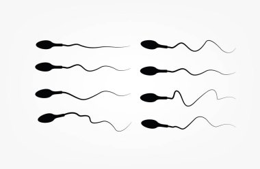 Soyut sperm simgesi, sperm simgesi ve yumurta doğru çalışan sperm vektör. Beyaz bir arka planda, rekabet konsepti