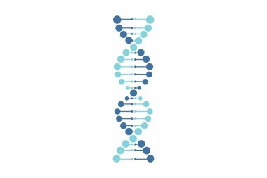 DNA vektör mavi çizgi beyaz arka plan
