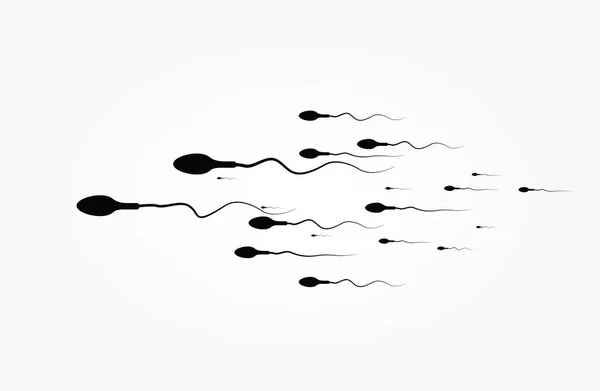 Soyut sperm simgesi, sperm simgesi ve yumurta doğru çalışan sperm vektör. Beyaz bir arka planda, rekabet konsepti — Stok fotoğraf