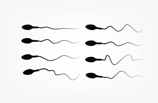 Abstraktes Spermiensymbol, Spermiensymbol und Spermienvektor, der auf die Eizelle zuläuft. auf weißem Hintergrund, Wettbewerbskonzept — Stockfoto
