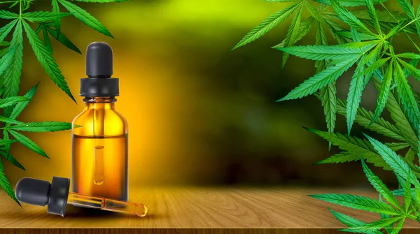 Esrar yaprağı ve kenevir yağı resimleri koyu arka plan, güzel arka plan