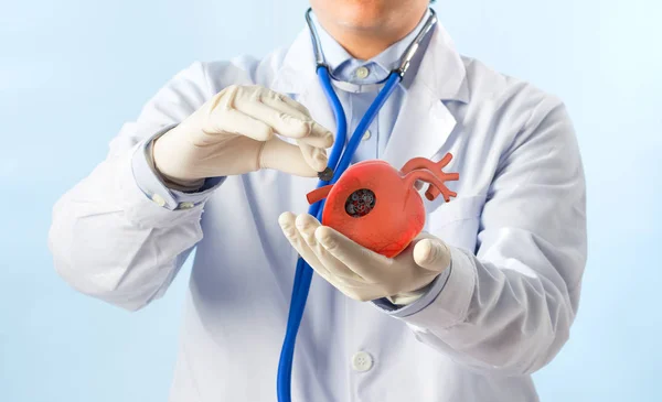 医生治疗心脏心脏病学症状 3D概念 — 图库照片
