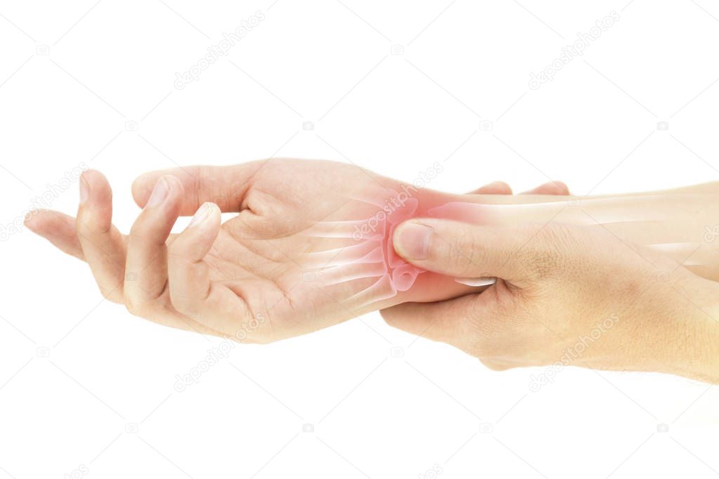 wrist bones injury white background