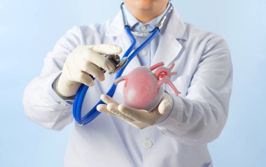 doktor tutun kalp nabız dinler, kardiyoloji belirtileri , 3d kavramı