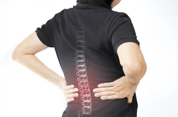 脊柱骨损伤白色背景脊柱疼痛 — 图库照片