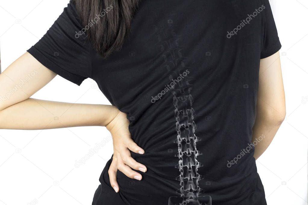 spine bones injury white background spine pain
