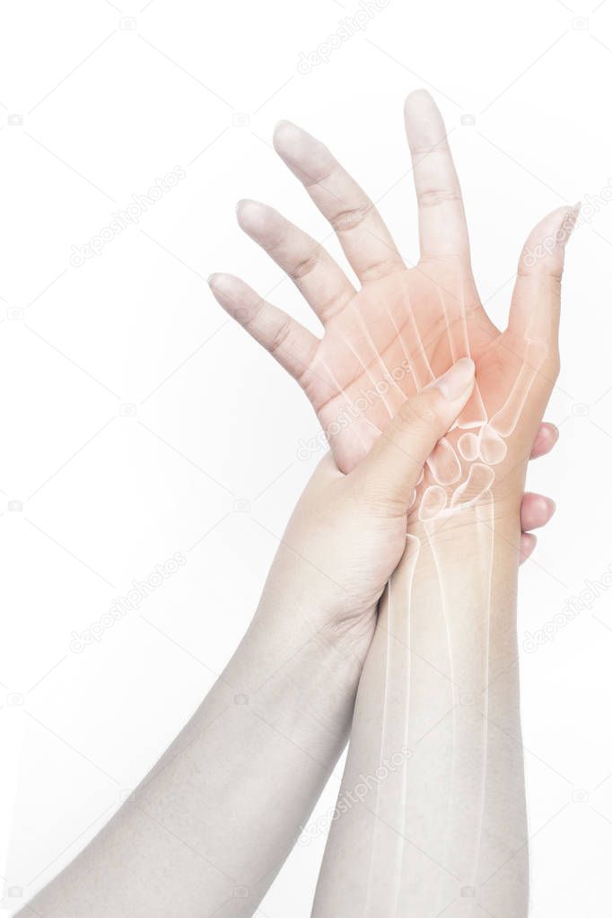 hand bone pain white background hand injury