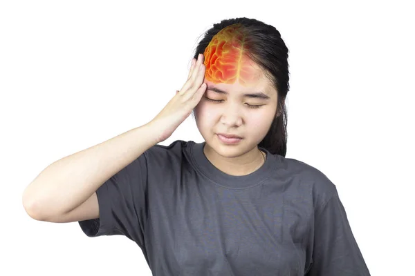 Vrouw Hoofdpijn Migraine Hersenen Pijn Gezondheidszorg — Stockfoto