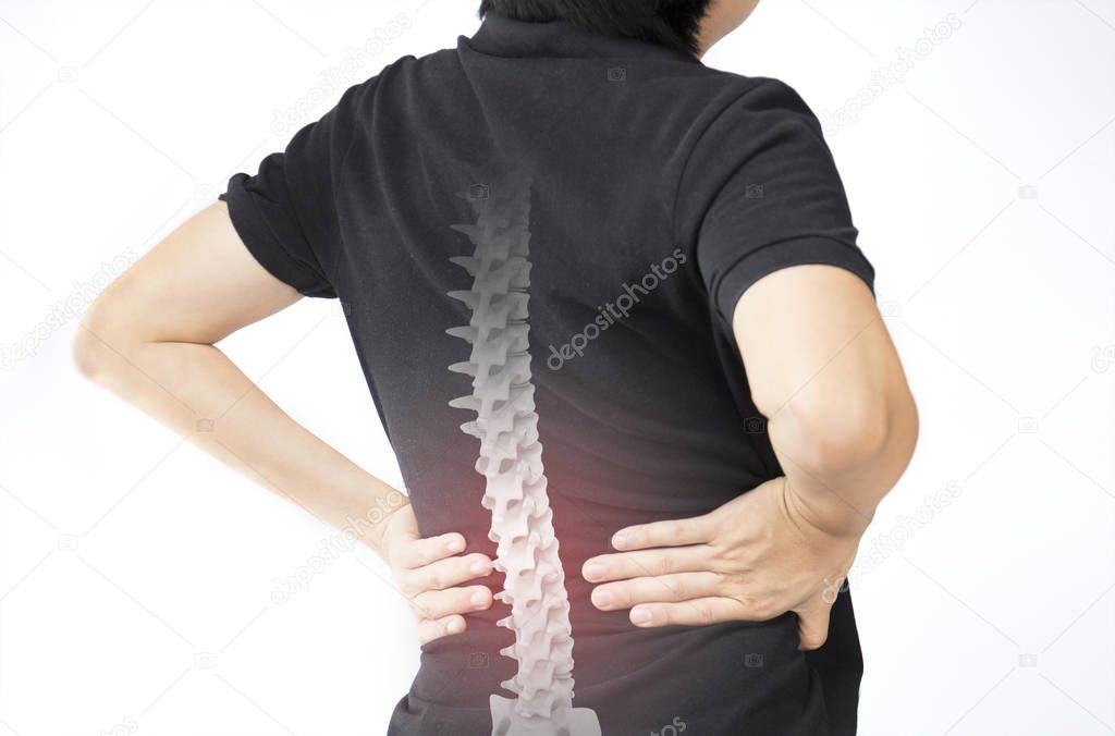 spine bones injury white background spine pain