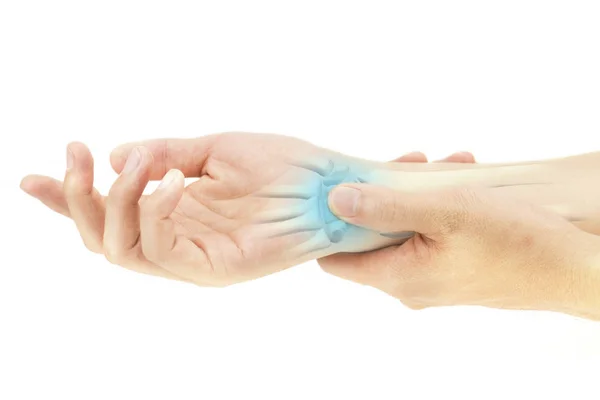 Verletzung Der Handgelenkknochen Weißer Hintergrund Schmerzen Handgelenk — Stockfoto