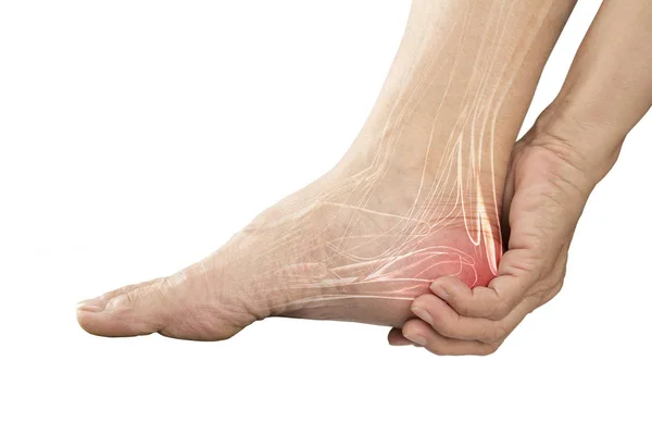 Heel Muscle Pain White Background Heel Injury — Stock Photo, Image