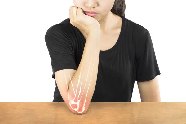 Mujer Asiática Codo Huesos Lesión —  Fotos de Stock