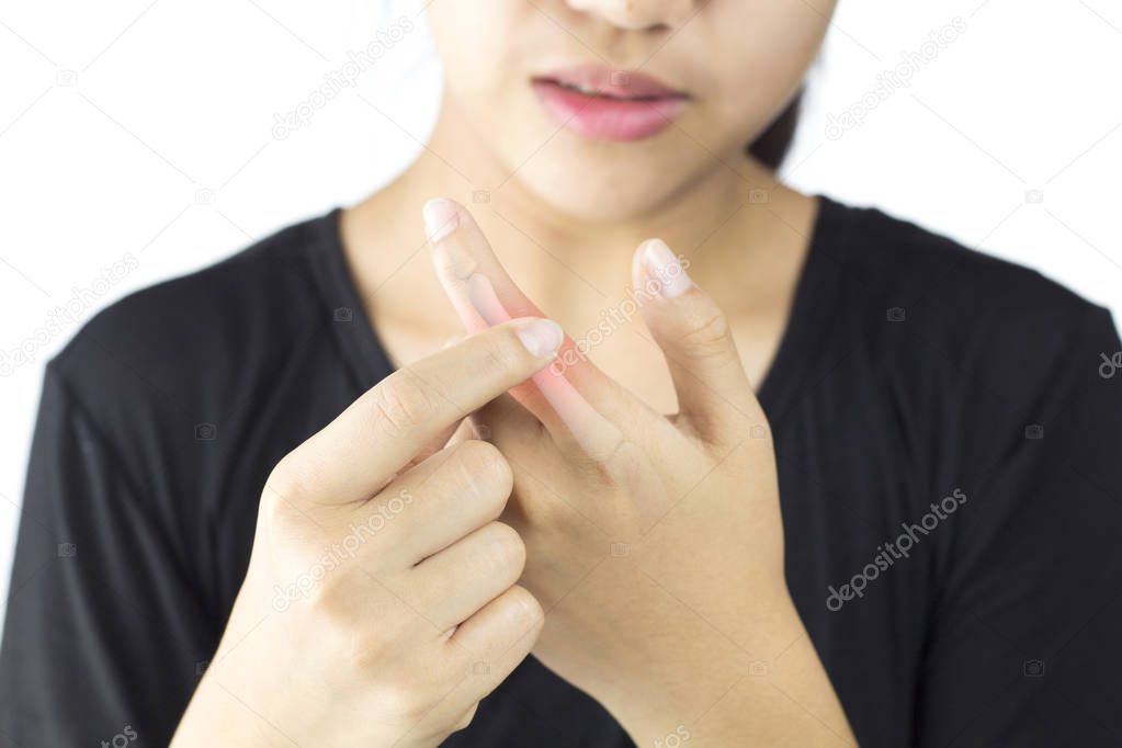 finger bone pain white background finger injury