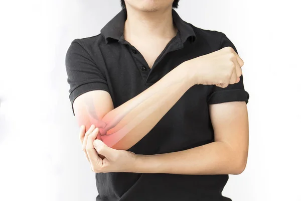 Huesos Del Codo Lesión Fondo Blanco Dolor Codo — Foto de Stock