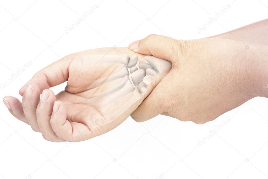 wrist bones injury white background wrist pain