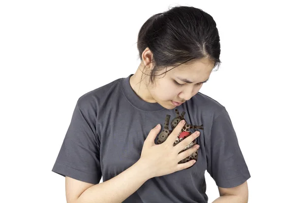 Mujeres Asiáticas Sienten Enfermedades Del Corazón — Foto de Stock