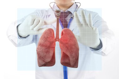 doctor check respiratory of lung , lungs disease , 3D concept clipart