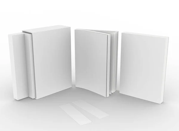 Template Empty Book Mockup Set White Background Rendering — Stock Photo, Image