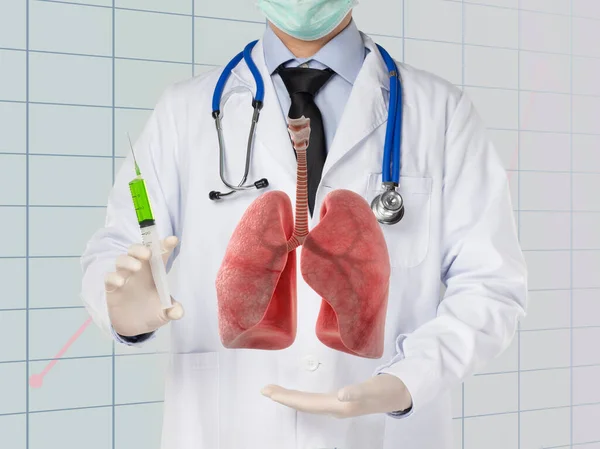 doctor drug injected to lung , lungs disease , 3D concept