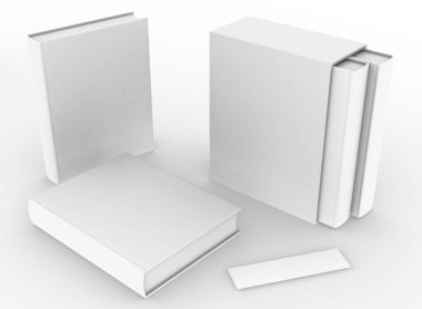 şablon boş cilt kitap modelleme beyaz arkaplan, 3d oluşturma