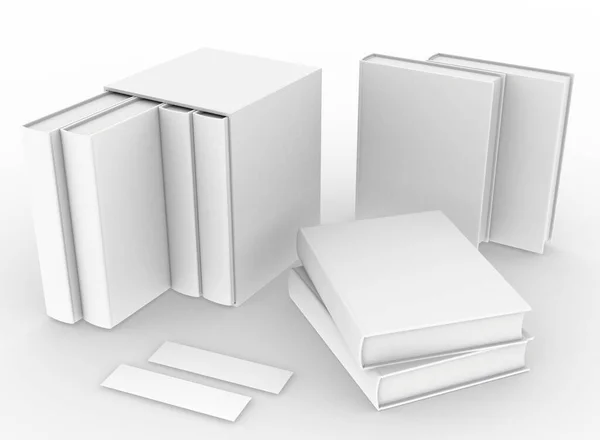 Modelo Vazio Capa Dura Livro Mockup Conjunto Fundo Branco Renderização — Fotografia de Stock