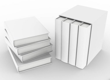 şablon boş cilt kitap modelleme beyaz arkaplan, 3d oluşturma