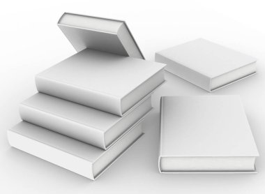 şablon boş cilt kitap modelleme beyaz arkaplan, 3d oluşturma