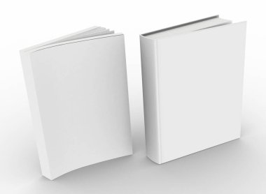 template empty hardcover book mockup set white background , 3d rendering clipart