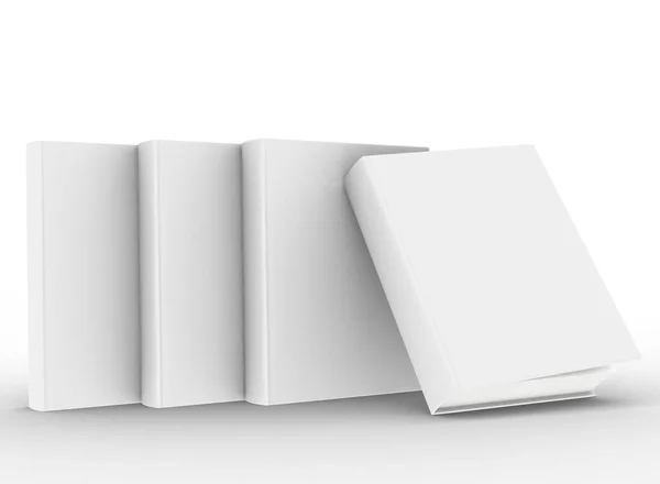 模板空精装书模型设置白色背景 3D渲染 — 图库照片