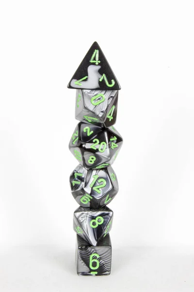 Poly Dice Tower Black White Green — Stock Photo, Image