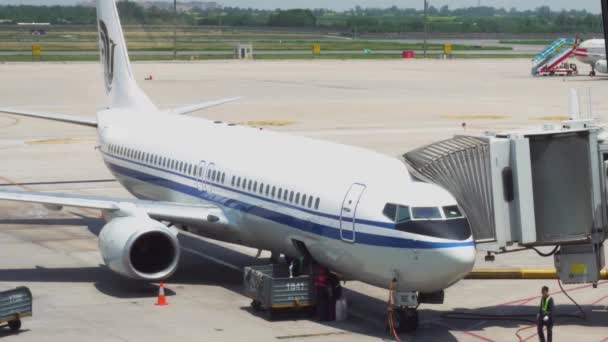 Boeing 737 800 Uçağı Kalkışa Hazırlanıyor — Stok video
