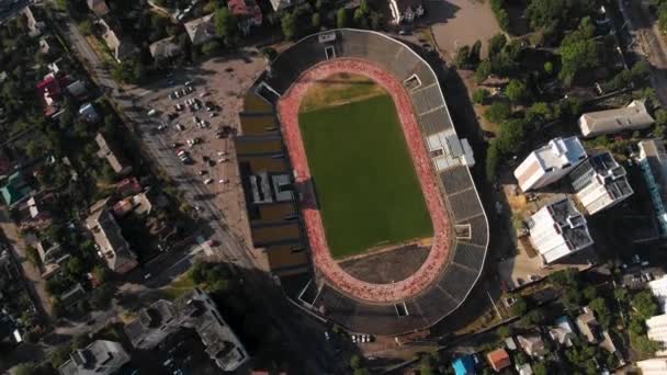 Drone Aerial Shot Old Football Stadium — Stock Video