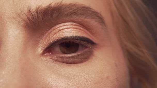 Womans Eye Close Up 3 — стоковое видео
