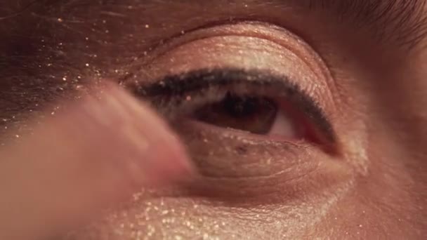 Femme Eye Makeup Closeup Sparkle Glamour — Video