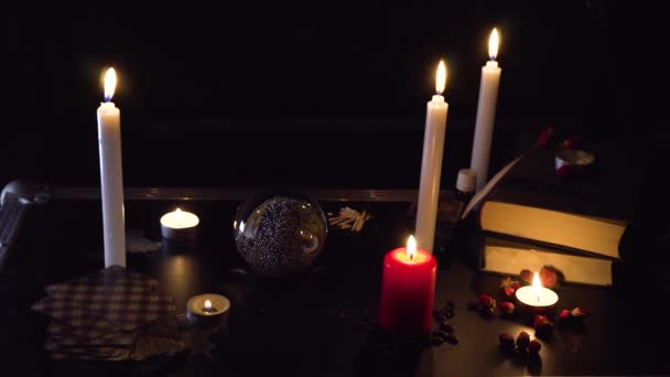 Tarot Cartes Seance Magie Noire Futur Prophétie Mystique Rituel Oracle — Video