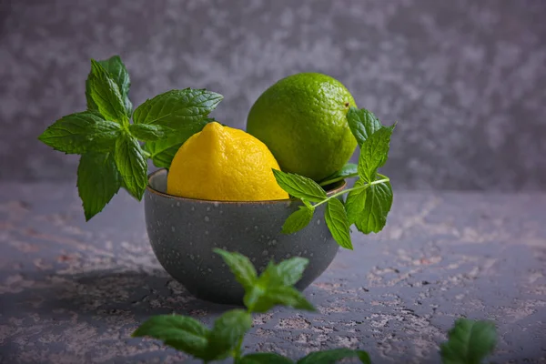 Menta de limão, limão e hortelã . — Fotografia de Stock