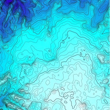 Kontur çizgileri ile mavi topografik harita
