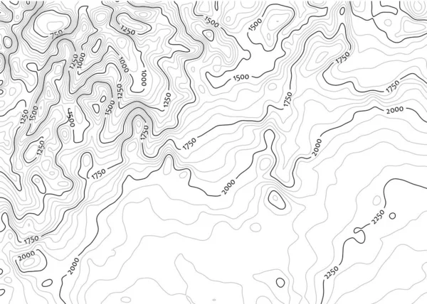 Etiketlerle Siyah Beyaz Kontur Topo Haritası — Stok fotoğraf