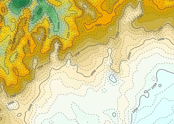 Mapa Topográfico Azul Amarillo Con Líneas Contorno Discontinuas — Foto de Stock